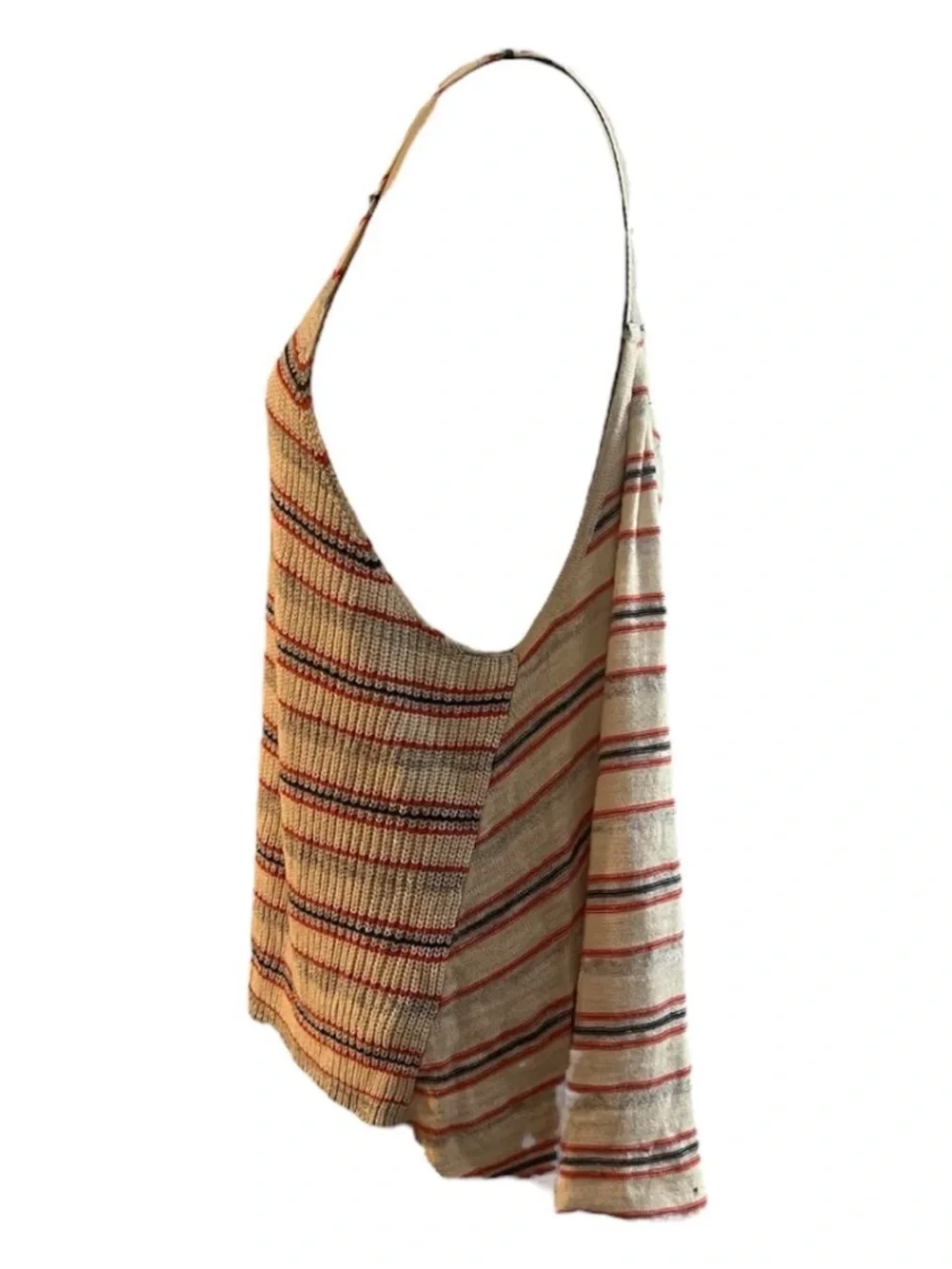 Free People Beige Knit Tank with Red & Navy Stripes